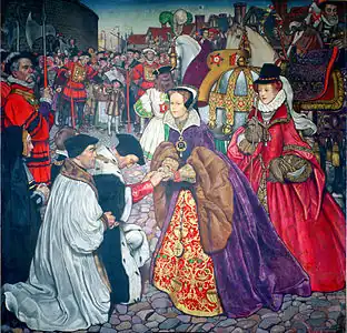 Entrée de la reine Marie Ire avec la princesse Élisabeth à Londres en 1553, 1910, Londres, palais de Westminster.