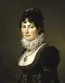 Portrait d'une femme brune en costume fin XVIIIe siècle