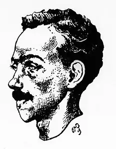 Paterne Berrichon : Rimbaud vers 30&nbsp;ans. D'après un dessin d'Isabelle Rimbaud.