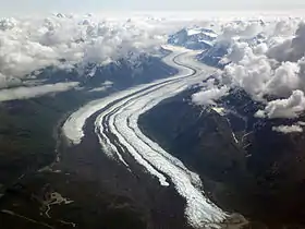 Vue aérienne du glacier Matanuska.