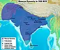 Patalipoûtra capitale de l'Empire Maurya. qui connut son expansion extrême sous le règne d'Açoka.