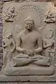 Buddha en méditation. Grand stūpa, torana ouest : galerie basse. Époque Gupta, Ve siècle