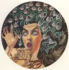 Méduse par Carlos Schwabe.Aquarelle sur papier. Collection principale Nyeste, Glencoe, États-Unis (1895).