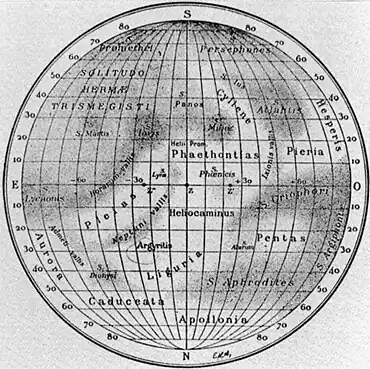 Carte d'Eugène Antoniadi (1934).