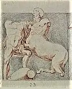 Dessin représentant le combat entre un homme et un centaure.