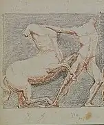 Dessin représentant le combat entre un homme et un centaure.