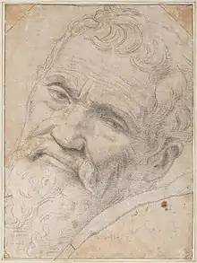 Dessin au crayon. Tête d'homme barbu.
