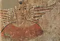 Figure masculine ailée, peinture murale du cycle pictural signé par Tita. Miran, IIIe – IVe&nbsp;siècle. New Delhi, National Museum.
