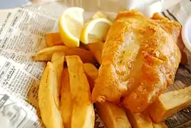 Gamcha twikim (감자튀김, fish and chips).