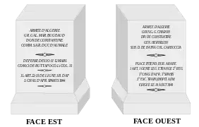 Les deux faces du monument avec leurs inscriptions.