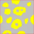 Ensemble X2 (jaune) et bord du champ dZ (rouge)