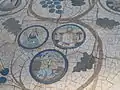 Détail du sol de mosaïques: Moïse, la lapidation de saint Étienne et saint Ambroise