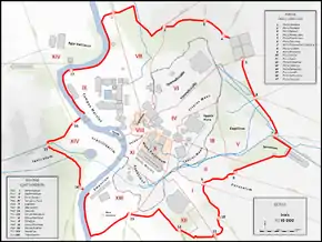 Carte de la Rome antique montrant la localisation de Porta Praetoriana.