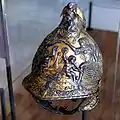 Bourguignotte italienne à l'antique du roi Henri II conservée au musée de l'Armée. Première moitié du XVIe&nbsp;siècle.