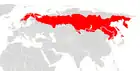 Aire de répartition du Campagnol de Sundevall