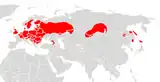 Aire de répartition du Murin de Brandt