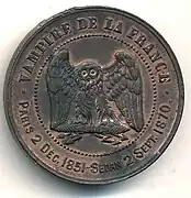 Revers : « Vampire de la France - Paris 2 décembre 1851 - Sedan 2 septembre 1870 ».