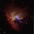 Image composite en lumière visible et en rayons X. (NASA/CXC/CfA/S.Wolk et al ; Optique : NSF/AURA/WIYN/Univ. of Alaska/T.A.Rector)