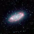 NGC 2976 en infrarouge par le télescope spatial Spitzer.