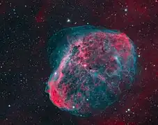 NGC 6888 en lumière Hα de l'hydrogène et de l'O III par Don Christopher Deaver.