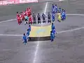 Le Three Star Club (en maillot bleu) lors d'un match contre le Nepal Police Club en 2010.
