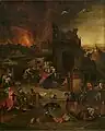 Suiveur de Jérôme Bosch, La Tentation de saint Antoine (copie partielle du triptyque de Lisbonne), milieu du XVIe&nbsp;siècle [25].