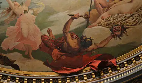 Détail du plafond de la salle du théâtre Graslin à Nantes, représentant Momos, dieu du sarcasme et de la moquerie (1881), .