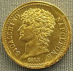 Revers de la pièce de 40 lires en or (1813).