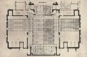 Plan d'étage du théâtre, présenté à l'exposition du théâtre allemand de 1927 à Magdebourg.