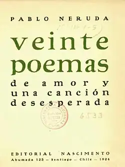 Image illustrative de l’article Vingt poèmes d'amour et une chanson désespérée