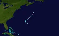Parcours de la tempête subtropicale Nicole