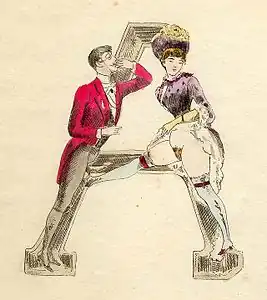 Alphabet pornographique, lettre « A », vers 1880.