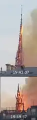 Effondrement de la flèche à 19&nbsp;h&nbsp;50.