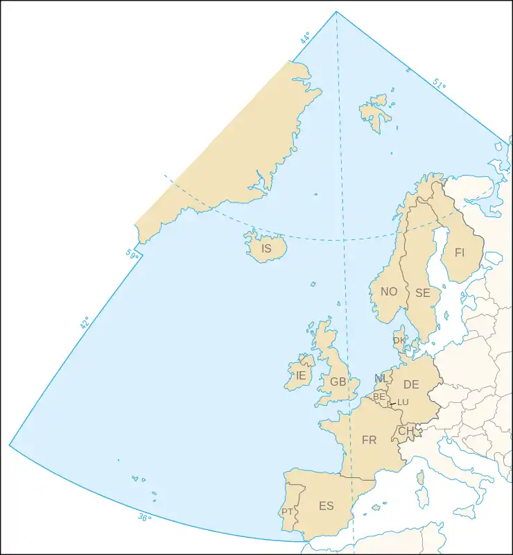 Carte de la zone OSPAR.