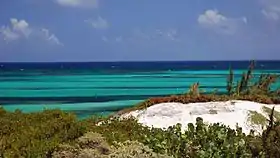 Vue sur l'océan depuis l'île Middle Caïcos.