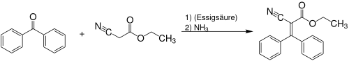 Condensation de Knoevenagel donnant le diphénylcyanacrylate d'éthyle