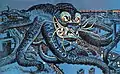 Luks' 1899 cartoon "The menace of the Hour" about "The Traction Monster" after the award of a no bid subway franchise contract by New York City's Tammany Hall