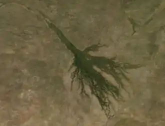 Image satellitaire du delta de l'Okavango.