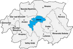 Localisation du district de Detva dans la région de Banská Bystrica (Carte interactive)