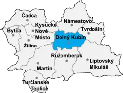 Localisation du district de Dolný Kubín dans la région de Žilina (carte interactive)
