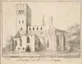 Église en ruines en 1825, gravure de Carl Siegmund Walter (et) (1783-1866).