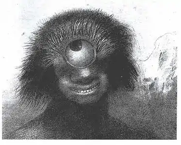 Le polype difforme flottait sur les rivages, sorte de cyclope souriante et hideux (1883), lithographie sur Chine appliquée, 21,3&nbsp;×&nbsp;19,9&nbsp;cm, New York, Museum of Modern Art.
