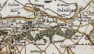 Carte du XVIIe siècle montrant la région d’Orsay.