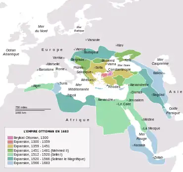 Carte de l'Empire ottoman en 1863.