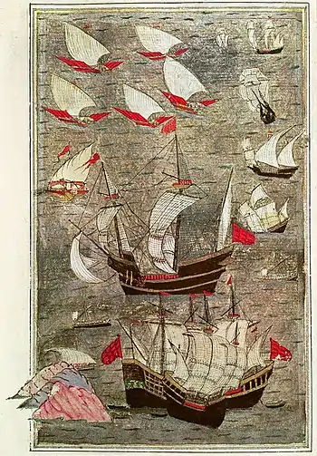 Flotte ottomane dans l'océan Indien, anonyme, XVIe siècle.