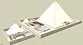 Complexe funéraire d'Ouserkaf avec la pyramide de son épouse Néferhétepès.