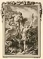 Gravure pour les Métamorphoses d'Ovide, Cyparisse voulant se donner la mort est métamorphisé en cyprès par Apollon par Noël Le Mire et Charles Monnet (XVIIIe&nbsp;siècle).