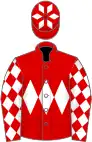 Red, white triple diamond, diamonds on sleeves and cap