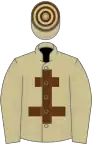Beige, Croix de Lorraine marron, toque cerclée beige et marron