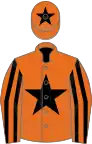 Orange une étoile noire, manches cerclées, toque orange une étoile noire